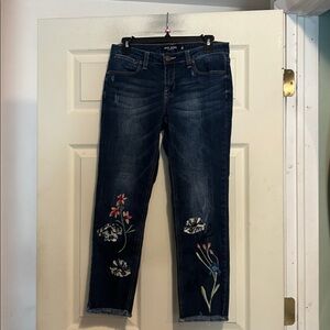 Max Straight Cropped Floral Embroidered Jeans Size 6